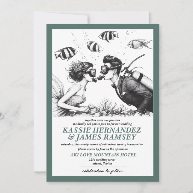 Invitación Boda de la pareja de Scuba (Anverso)