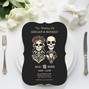 Invitación Boda de la pareja del esqueleto gótico