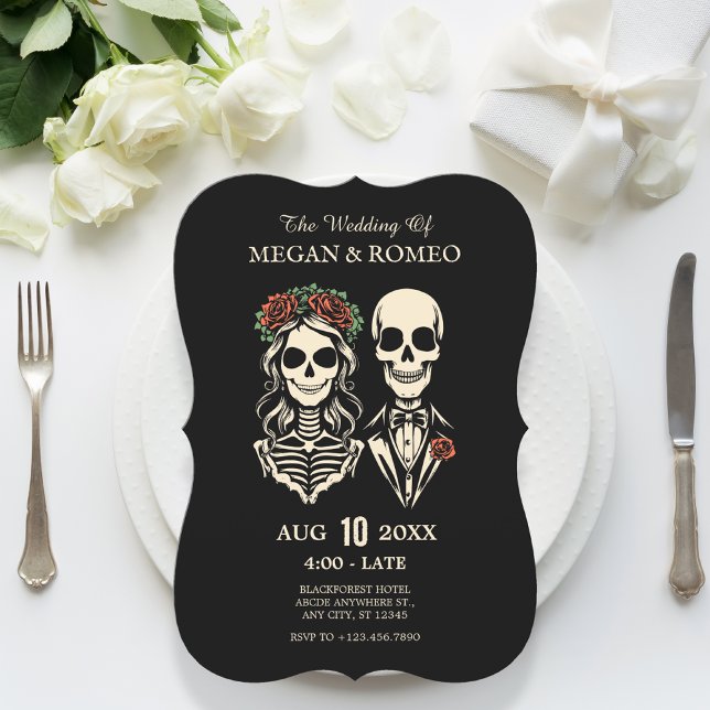 Invitación Boda de la pareja del esqueleto gótico (Subido por el creador)