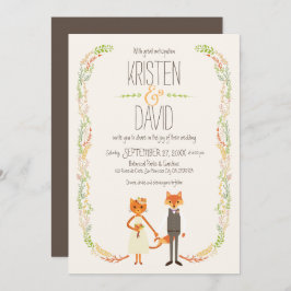 Invitación Boda de la Pareja Fox y Cat Woodland Whimsical