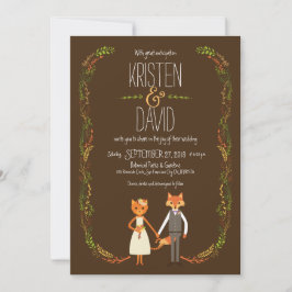 Invitación Boda de la Pareja Fox y Cat Woodland Whimsical