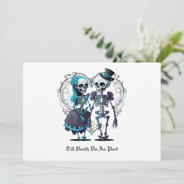 Invitación Boda de la pareja Skeleton (Anverso de pie)
