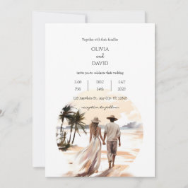 Invitación Boda de la Pareja Tropical Bohemia Sunset Beach
