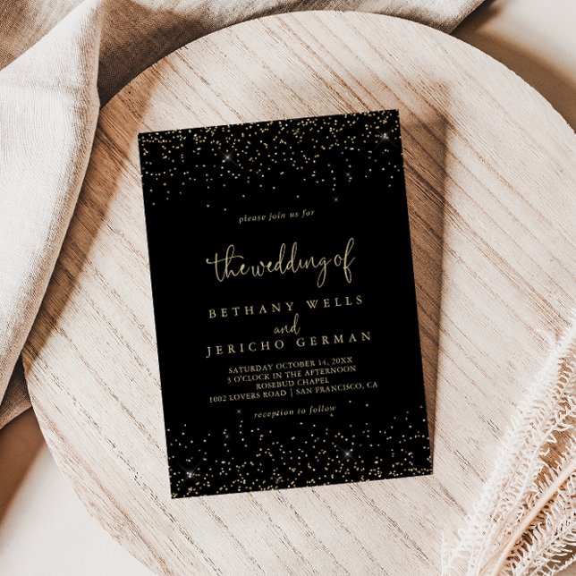 Invitación Boda de la película Gold Confetti caligraphy Scrip (Subido por el creador)