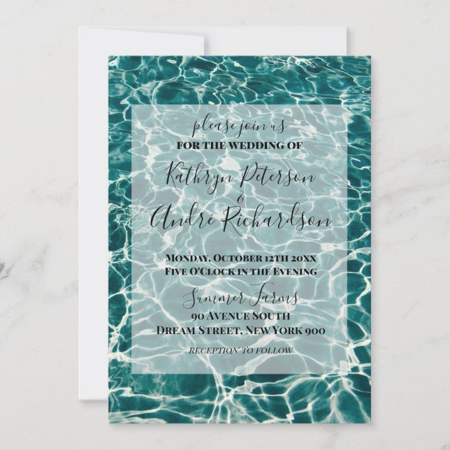 Invitación Boda de la piscina de verano (Anverso)