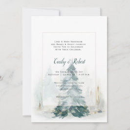Invitación Boda de la placa de búfalo verde del árbol de pino