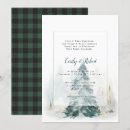Invitación Boda de la placa de búfalo verde del árbol de pino