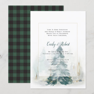 Invitación Boda de la placa de búfalo verde del árbol de pino