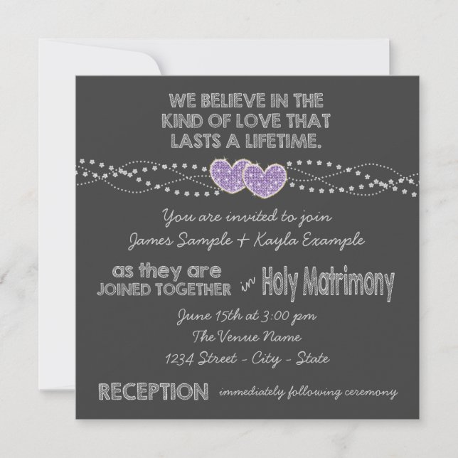 Invitación Boda de la placa de dos corazones (Anverso)