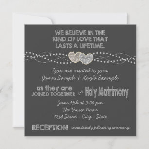 Invitación Boda de la placa de dos corazones