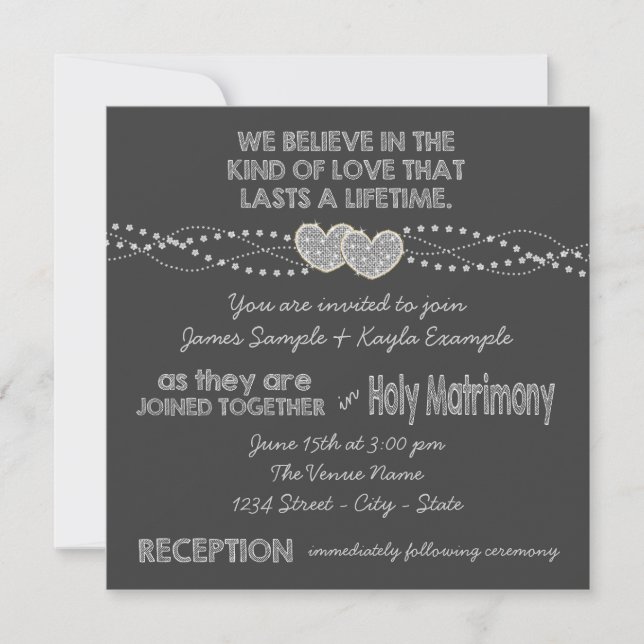 Invitación Boda de la placa de dos corazones (Anverso)