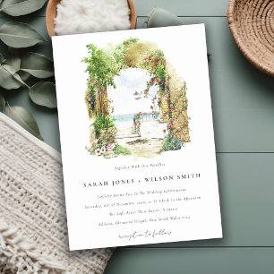 Invitación Boda de la playa de arena del Arco Botánico Coster