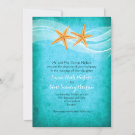 Invitación Boda de la playa de destino turquesa de la pareja 