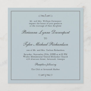 Invitación Boda de la Plaza Azul con una elegancia simple clá