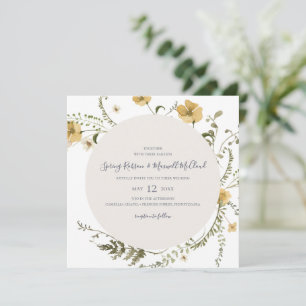 Invitación Boda de la Plaza Blanca de la flor salvaje de prim