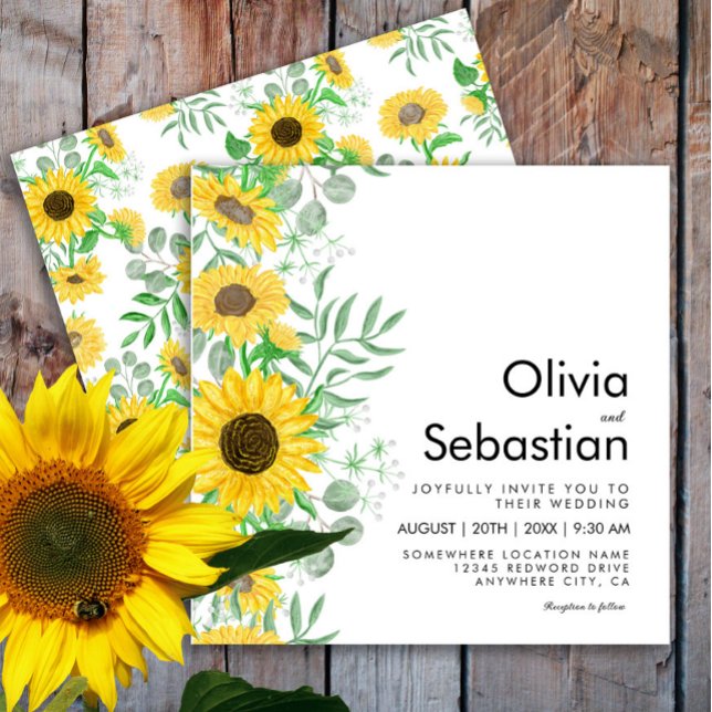 Invitación Boda de la Plaza Blanca de los girasoles amarillos (Subido por el creador)