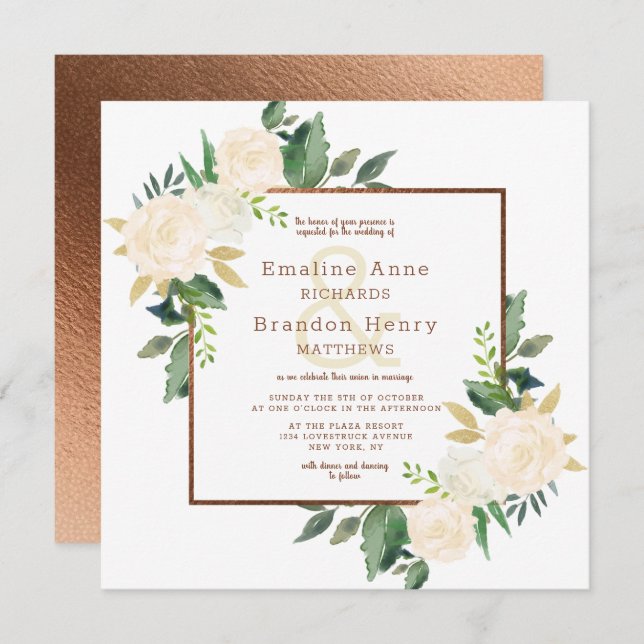 Invitación Boda de la Plaza de Caída del Rústico Fresco de la (Anverso / Reverso)