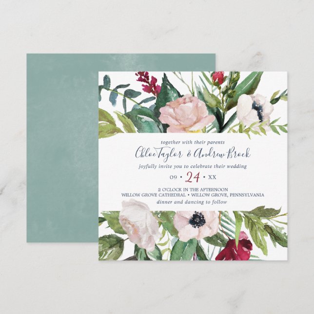Invitación Boda de la Plaza de la Brisa Tropical (Anverso / Reverso)