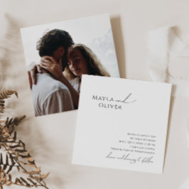 Invitación Boda de la Plaza de la Foto de Guión Minimalista c