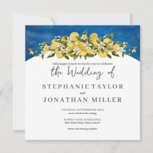 Invitación Boda de la plaza de limón azul de Italia
