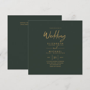 Invitación Boda de la Plaza del Oro Verde Moderno