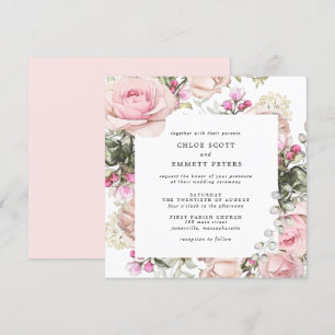 Invitación Boda de la Plaza Floral Rosa