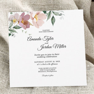 Invitación Boda de la Plaza Floral Vintage rosa y malva