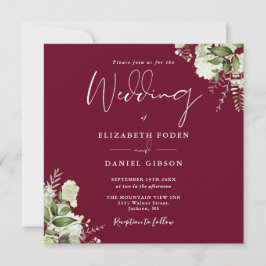 Invitación Boda de la Plaza Monograma Floral de la Verdemia d