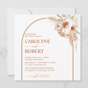 Invitación Boda de la Plaza Terracotta Rust Boho & Pampas