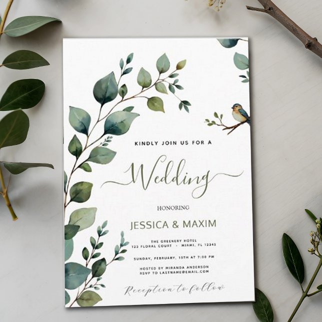 Invitación Boda de la rama verde botánica de la Moda Boho (Subido por el creador)