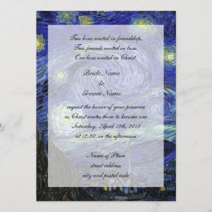 Invitación boda de la religión, noche estrellada de van Gogh