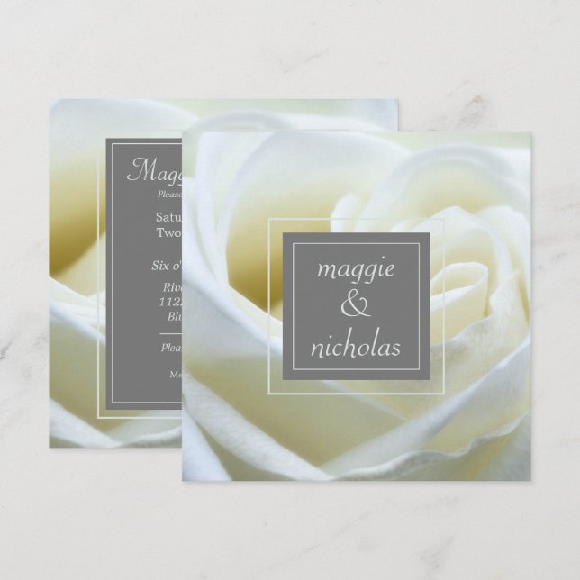 Invitación Boda de la rosa blanca (Anverso / Reverso)