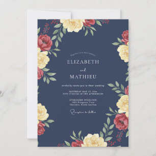 Invitación Boda de la Rosa Carmesí de Medianoche