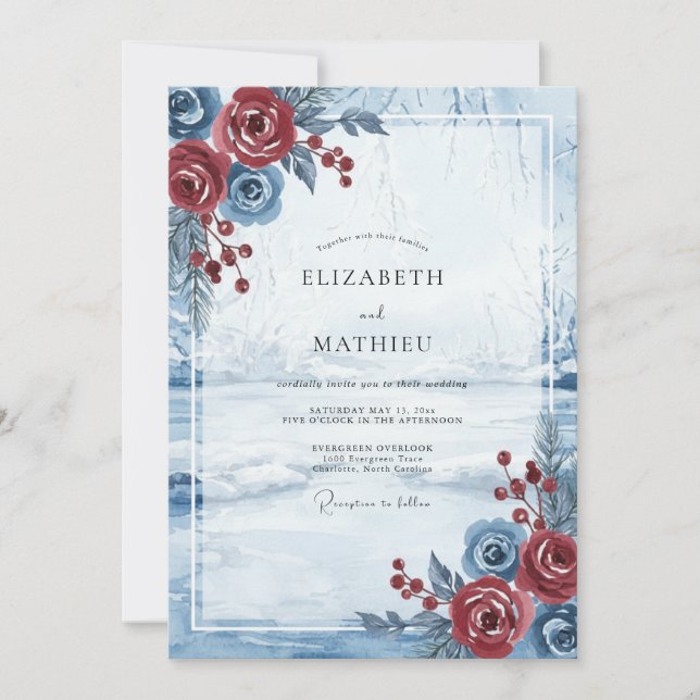 Invitación Boda de la Rosa de Acero Carmesí (Anverso)