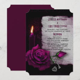 Invitación Boda de la Rosa Gótica Vela y Cierre