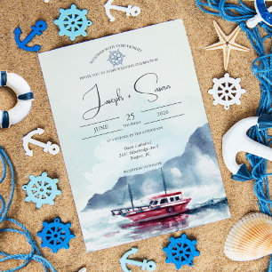 Invitación Boda de la rueda de barco del Glacier Watercolor M