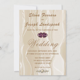 Invitación Boda de la seda crema y las gemas del corazón