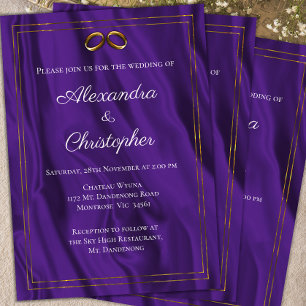 Invitación Boda de la seda morada y los anillos de oro