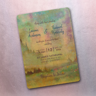 Invitación Boda de la Selva de la Montaña de Acuarela Abstrac