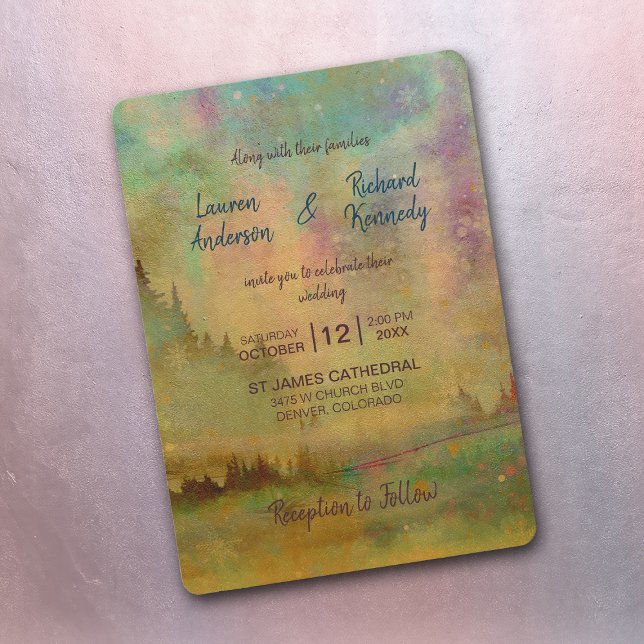 Invitación Boda de la Selva de la Montaña de Acuarela Abstrac (Subido por el creador)