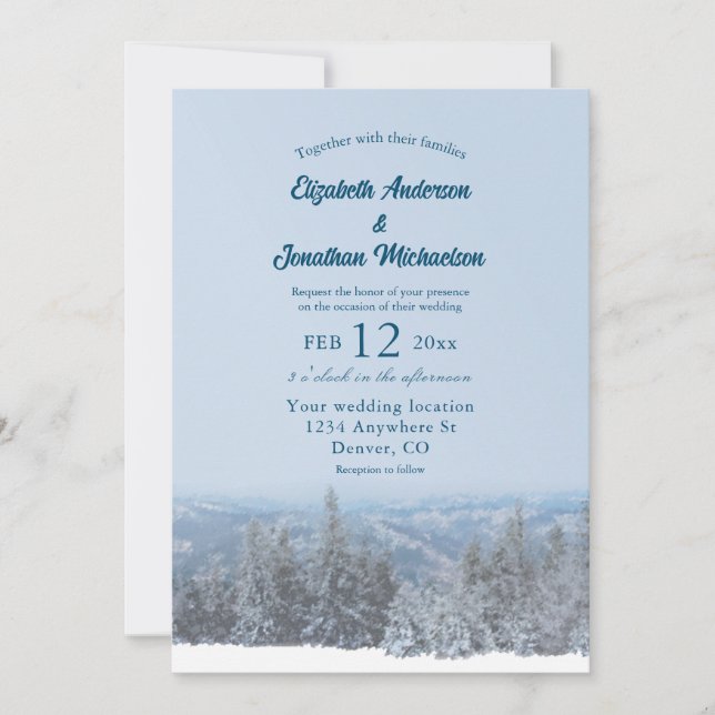 Invitación Boda de la Selva de las Montañas Snowy (Anverso)