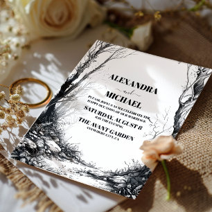 Invitación Boda de la Selva de Montaña Blanca Negra