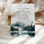 Invitación Boda de la Selva de Pino de la Montaña<br><div class="desc">Esta invitación a la boda exhibe de forma hermosa un paisaje montañoso húmedo, con pinos malolientes y niebla suave creando una atmósfera de misterio y romance. Ideal para parejas amantes de la naturaleza, combina el encanto rústico con un diseño elegante. Los tonos fríos y el paisaje cautivador evocan una sensación...</div>