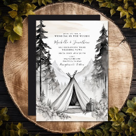 Invitación Boda de la selva montañosa de glamour rústico