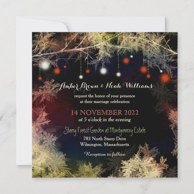 Invitación Boda de la selva nocturna estrellada (Anverso)