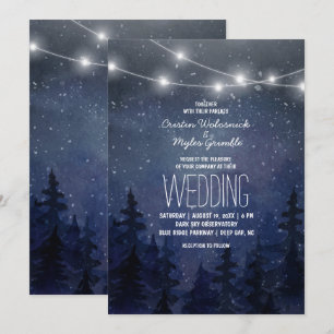 Invitación Boda de la Selva Rustic Night Sky   Luces de caden