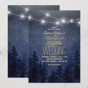 Invitación Boda de la Selva Sky Night Gold   Luces de cadena