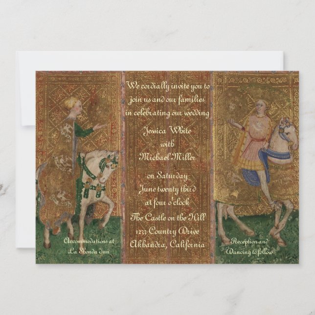 Invitación Boda de la señora y del caballero del renacimiento (Anverso)