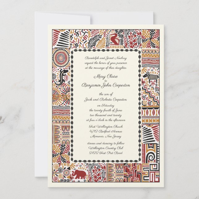 Invitación Boda de la tarde africana (Anverso)