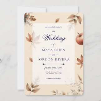 Invitación Boda de la temporada de cosecha otoñal de Champagn